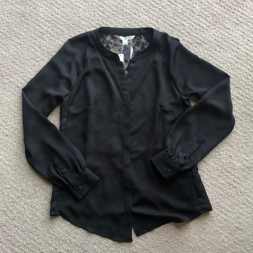 Black dressy shirt with lace back. NWT SZ XS